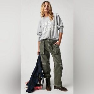 We The Free Marx Slouchy Cargo Jeans Army Green Sz 27
